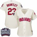 Womens Majestic Cleveland Indians #23 Michael Brantley Authentic Cream Alternate 2 2016 World Series Bound Cool Base MLB Jersey