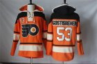 Mens Philadelphia Flyers #53 Shayne Gostisbehere Orange Sawyer Hooded Sweatshirt Stitched NHL Jersey