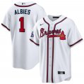 Braves #1 Ozzie Albies White Nike 2021 World Series Champions Cool Base Jersey