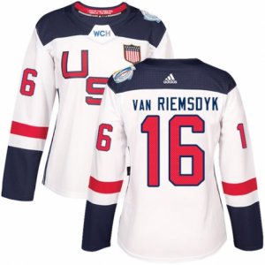 Women\'s Adidas Team USA #16 James van Riemsdyk Premier White Home 2016 World Cup Hockey Jersey