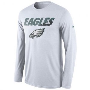 NFL Men\'s Philadelphia Eagles Nike White Legend Staff Practice Long Sleeve Performance T-Shirt