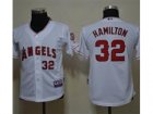 Youth MLB Los Angeles Angels #32 Josh Hamilton White jerseys