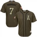 Men Los Angeles Angels Of Anaheim #7 Ivan Rodriguez Green Salute to Service Stitched Baseball Jersey