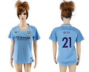 2017-18 Manchester City 21 SILVA Home Women Soccer Jersey