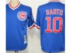 MLB Chicago Cubs #10 Ron Santo Blue Jerseys(Throwback M&N)