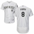 Men's Majestic Colorado Rockies #8 Gerardo Parra White Flexbase Authentic Collection MLB Jersey