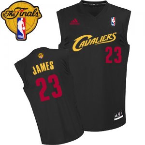 Men\'s Adidas Cleveland Cavaliers #23 LeBron James Swingman Black (Red No.) Fashion 2016 The Finals Patch NBA Jersey