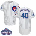 Mens Majestic Chicago Cubs #40 Willson Contreras White Home 2016 World Series Champions Flexbase Authentic Collection MLB Jersey