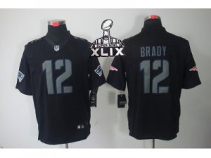 2015 Super Bowl XLIX Nike NFL New England Patriots #12 Tom Brady Black Jerseys(Impact Limited)
