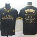 Giants #25 Barry Bonds Black Gold Nike Cooperstown Collection Legend V Neck Jersey