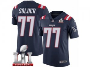 Mens Nike New England Patriots #77 Nate Solder Limited Navy Blue Rush Super Bowl LI 51 NFL Jersey