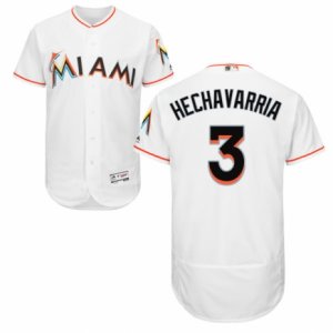 Men\'s Majestic Miami Marlins #3 Adeiny Hechavarria White Flexbase Authentic Collection MLB Jersey