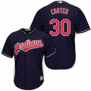 Men\'s Majestic Cleveland Indians #30 Joe Carter Replica Navy Blue Alternate 1 Cool Base MLB Jersey