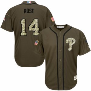 Men\'s Majestic Philadelphia Phillies #14 Pete Rose Authentic Green Salute to Service MLB Jersey