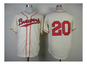 mlb jerseys milwaukee brewers #20 lucroy cream