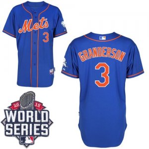 New York Mets #3 Curtis Granderson Blue Alternate Home Cool Base W 2015 World Series Patch Stitched MLB Jersey