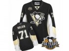 Womens Reebok Pittsburgh Penguins #71 Evgeni Malkin Authentic Black Home 50th Anniversary Patch NHL Jersey