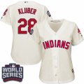 Womens Majestic Cleveland Indians #28 Corey Kluber Authentic Cream Alternate 2 2016 World Series Bound Cool Base MLB Jersey