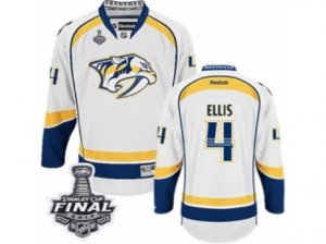 Mens Reebok Nashville Predators #4 Ryan Ellis Premier White Away 2017 Stanley Cup Final NHL Jersey