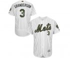 Men's Majestic New York Mets #3 Curtis Granderson Authentic White 2016 Memorial Day Fashion Flex Base MLB Jersey