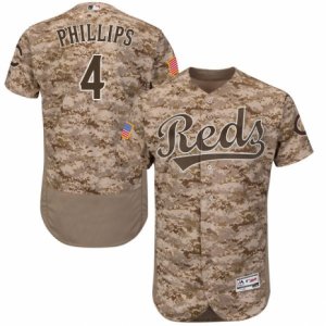 Men\'s Majestic Cincinnati Reds #4 Brandon Phillips Camo Flexbase Authentic Collection MLB Jersey