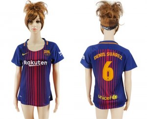 2017-18 Barcelona 6 DENIS SUAREZ Home Women Soccer Jersey