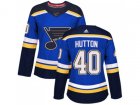 Women Adidas St. Louis Blues #40 Carter Hutton Blue Home Authentic Stitched NHL Jersey