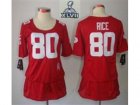 2013 Super Bowl XLVII Women Nike San Francisco 49ers #80 Rice Montana Red[breast Cancer Awareness]