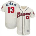 Braves #13 Ronald Acuna Jr. Cream Flexbase Jersey