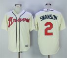 Men's Majestic Atlanta Braves #2 Dansby Swanson Cream New Cool Base Jersey