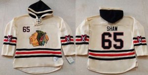 Chicago Blackhawks #65 Andrew Shaw Cream Heavyweight Pullover Hoodie Stitched NHL Jersey