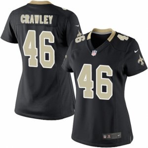 Womens Nike New Orleans Saints #46 Ken Crawley Limited Black Team Color NFL Jersey