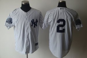 mlb new york yankees #2 jeter white(black strip)[DJ3K patch]