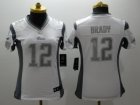 women Nike New England Patriots #12 Tom Brady Platinum White jerseys