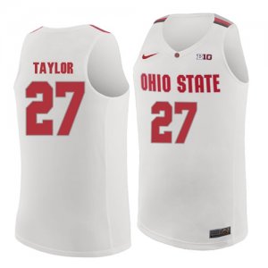 Ohio State Buckeyes 27 Fred Taylor White College Basketball Jersey