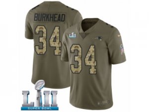 Men Nike New England Patriots #34 Rex Burkhead Limited Olive Camo 2017 Salute to Service Super Bowl LII NFL Jersey