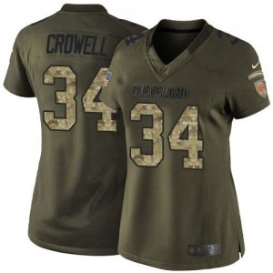 Women Nike Cleveland Browns #34 Isaiah Crowell Green Salute to Service Jerseys