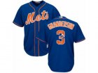 Mens Majestic New York Mets #3 Curtis Granderson Authentic Royal Blue Team Logo Fashion Cool Base MLB Jersey