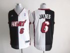 NBA Miami Heat #6 LeBron James black-white jerseys[Split]