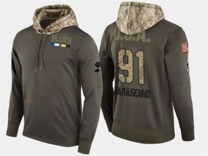 Nike Blues 91 Vladimir Tarasenko Olive Salute To Service Pullover Hoodie