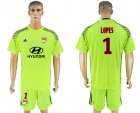 2017-18 Lyon 1 LOPES Fluorescent Green Goalkeeper Soccer Jersey