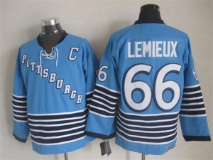 NHL Pittsburgh Penguins #66 Mario Lemieux Throwback blue jerseys