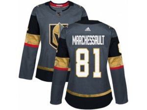 Women Adidas Vegas Golden Knights #81 Jonathan Marchessault Authentic Gray Home NHL Jersey