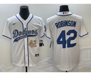 Men\'s Los Angeles Dodgers #42 Jackie Robinson Number White Cool Base Stitched Baseball Jersey