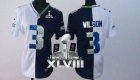 Nike Seattle Seahawks #3 Russell Wilson Steel Blue-White Super Bowl XLVIII Women NFL Elite Split Jersey