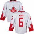 Men Adidas Team Canada #6 Shea Weber White 2016 World Cup Ice Hockey Jersey