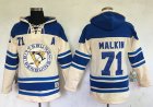 Mens Pittsburgh Penguins #71 Evgeni Malkin Cream Sawyer Hooded Sweatshirt Stitched NHL Jersey