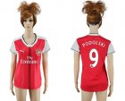 Womens Arsenal #9 Podolski Home Soccer Club Jersey