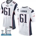 Mens Nike New England Patriots #61 Marcus Cannon White 2018 Super Bowl LII Elite Jersey