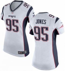 Women Nike New England Patriots #95 Chandler Jones white jerseys